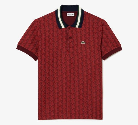 Áo Polo Lacoste Nam Monogram Dáng Classic Cổ Điển DH1417-00-SWM Màu Đỏ