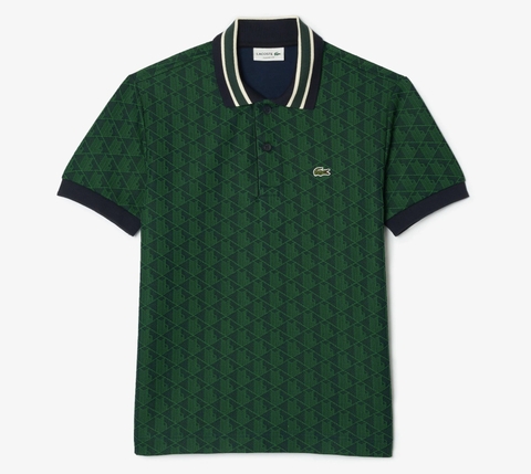 Áo Polo Lacoste Nam Monogram Dáng Classic Cổ Điển DH1417-00-IQ0 Màu Xanh Lục Đậm