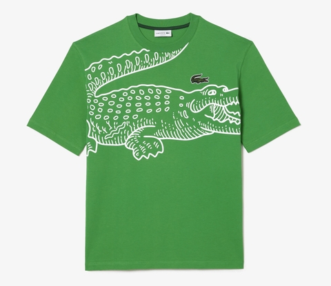 Áo Thun Lacoste Nam Cá Sấu To Dáng Loose Oversize TH5511-00-SIW Màu Xanh Lá