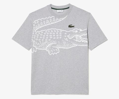 Áo Thun Lacoste Nam Cá Sấu To Dáng Loose Oversize TH5511-00-CCA Màu Xám