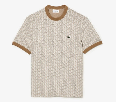 Áo Thun Lacoste Nam Monogram Dáng Regular TH1437-00-QI3 Màu Nâu