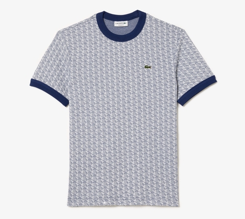 Áo Thun Lacoste Nam Monogram Dáng Regular TH1437-00-QSF Màu Xanh Navy