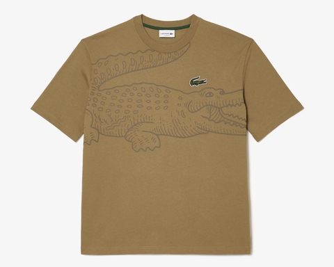 Áo Thun Lacoste Nam Cá Sấu To Dáng Loose Oversize TH5511-00-SIX Màu Nâu