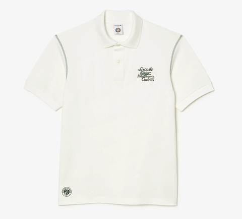 Áo Polo Lacoste Nam Roland Garros Dáng Rộng PH6767-00-70V Màu Trắng Kem
