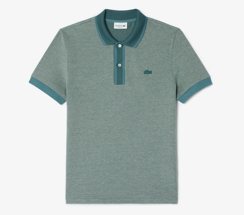 Áo Polo Lacoste Nam Viền Cổ Dáng Regular PH7359-00-IT9 Màu Xanh Lá Phối Xanh Dương