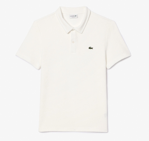 Áo Polo Lacoste Nam Dòng Paris Vải Terry Da Cá Dáng Regular PH7571-00-70V Trắng Kem