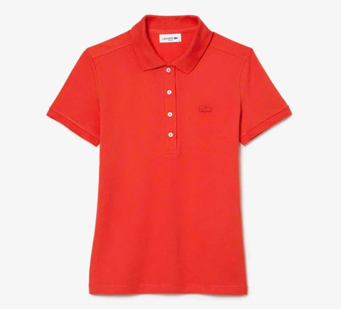Áo Polo Lacoste Nữ Dáng Ôm Slim Fit PF5462-00-02K Màu Đỏ Cam