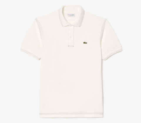Áo Polo Lacoste Nam Phối Viền Dáng Classic Cổ Điển PH5981-00-70V Màu Trắng Kem