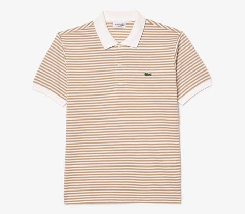 Áo Polo Lacoste Nam Phối Sọc Dáng Classic Cổ Điển PH9753-00-7RY Màu Be