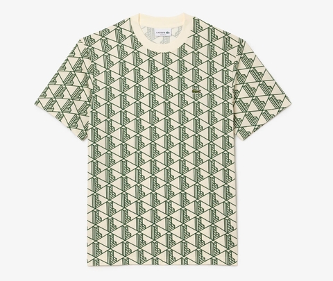 Áo Thun Lacoste Nam Họa Tiết Monogram Dáng Regular TH2831-00-PT2 Màu Xanh Lá