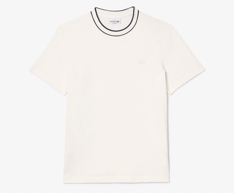 Áo Thun Lacoste Nam Viền Cổ Dáng Regular TH8174-00-70V Màu Trắng Kem