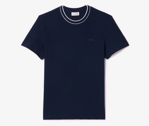 Áo Thun Lacoste Nam Viền Cổ Dáng Regular TH8174-00-166 Màu Xanh Navy