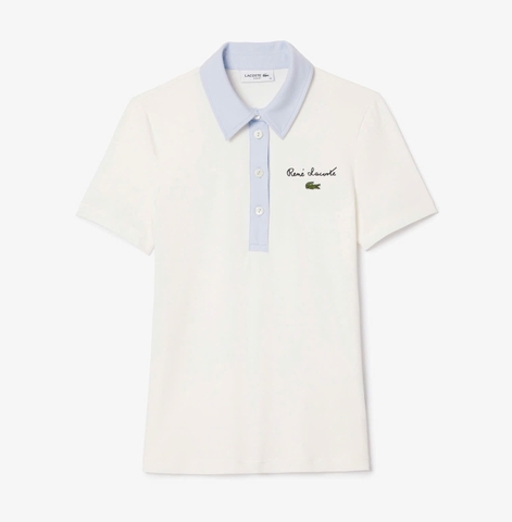Áo Polo Lacoste Nữ Dáng Ôm Slim Fit DF7107-00-IRQ Màu Trắng