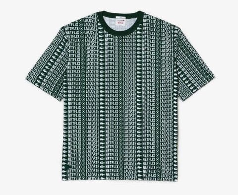 Áo Thun Lacoste x Netflix Unisex Dáng Oversize TH7328-00-291 Màu Xanh Lục