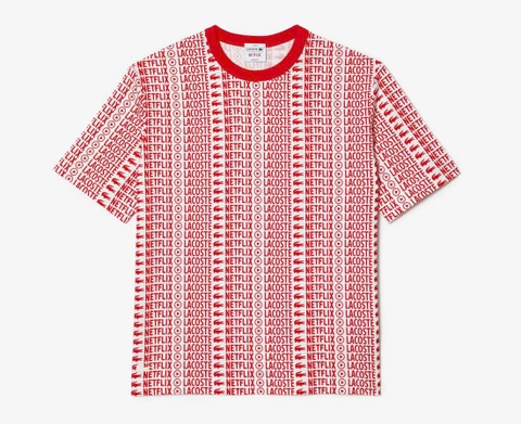 Áo Thun Lacoste x Netflix Unisex Dáng Oversize TH7328-00-ME4 Màu Đỏ