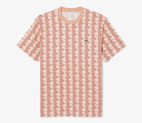 Áo Thun Lacoste Nam Dáng Classic Monogram TH2831-00-HDI Màu Cam Nâu