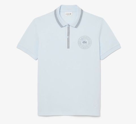 Áo Polo Lacoste Nam Viền Sọc Dáng Regular PH9960-00-T01 Màu Xanh Nhạt