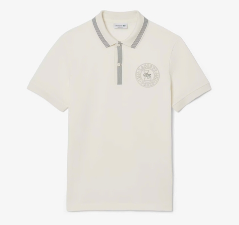 Áo Polo Lacoste Nam Viền Sọc Dáng Regular PH9960-00-ARS Màu Kem