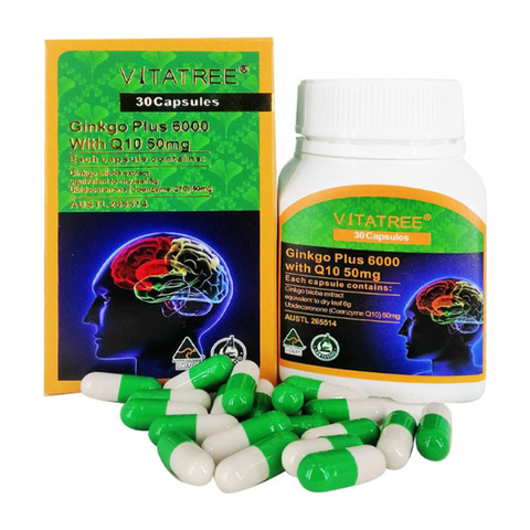 Vitatree Viên Uống Tăng Tuần Hoàn Não Ginkgo Plus 6000 With Q10 50mg