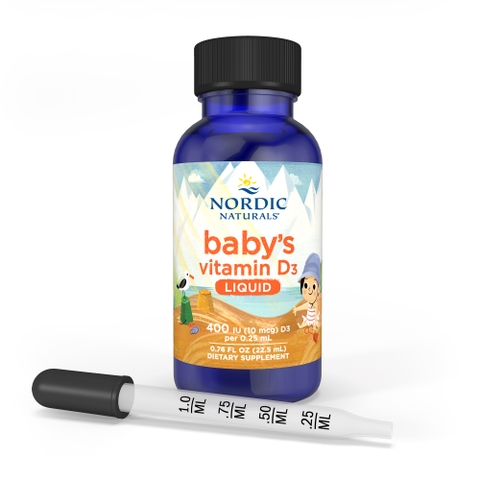 Nordic Naturals Baby's Vitamin D3 Hỗ Trợ Phát Triển Hệ Xương Răng Cho Bé Từ 0 - 12 Tuổi Lọ 22.5ml