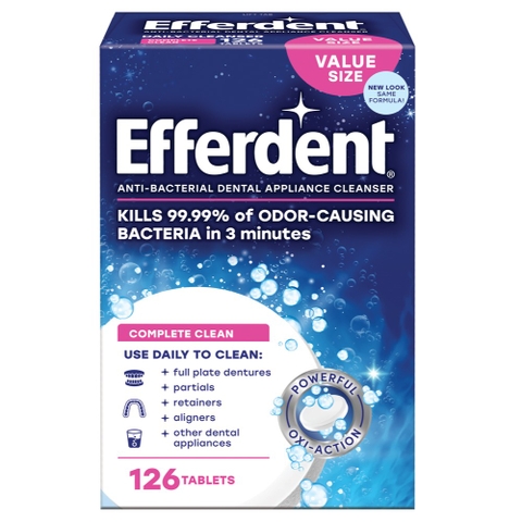 Efferdent Viên Làm Sạch Dùng Trong Nha Khoa Efferdent Complete Clean Denture Cleanser Tablets Hỗ Trợ Làm Sạch Và Kháng Khuẩn Hộp 126 Viên