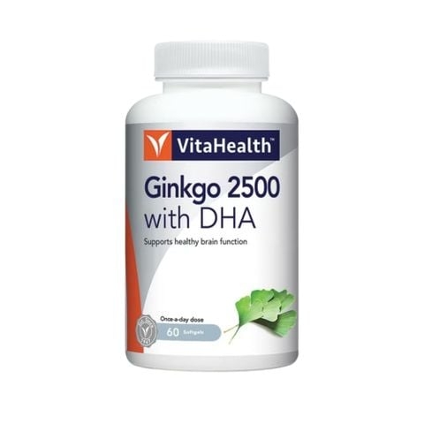 VitaHealth Viên Uống Ginkgo 2500 With DHA Bổ Não Tăng Cường Lưu Thông Máu Não
