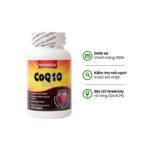 Pharmekal Viên Uống Hỗ Trợ Tim Mạch CoQ10 30mg 30-60 Viên