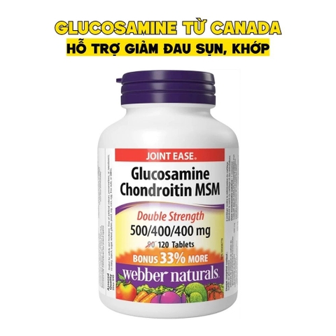 Webber Naturals Viên Uống Giảm Đau Khớp Và Sụn 120 Viên (Glucosamine Chondroitin MSM 500/400/400mg) - Chính Ngạch Canada
