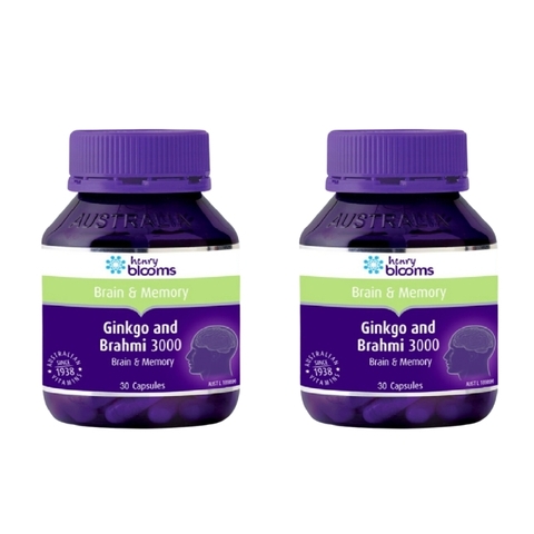 Combo 2 Hộp Henry Blooms Viên Uống Hỗ Trợ Tuần Hoàn Não Ginkgo And Brahmi 3000 30 Viên