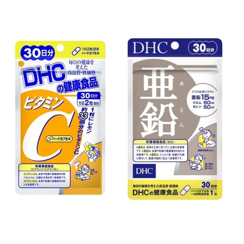 Combo DHC Vitamin C 30 Ngày, DHC Viên Hỗ Trợ Bổ Sung Kẽm Zinc 30 Ngày