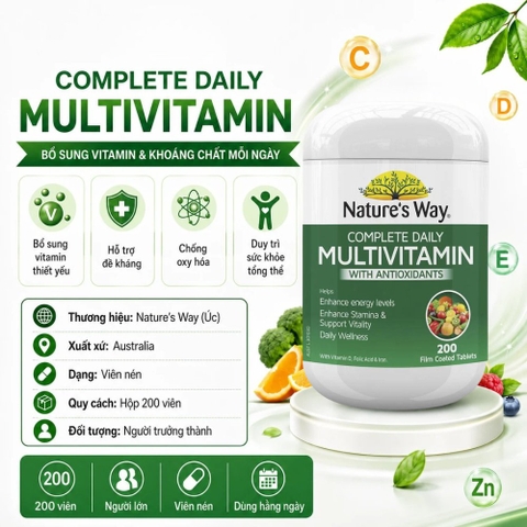 Nature’s Way Viên Uống Vitamin Tổng Hợp Complete Daily Multivitamin 100 Viên - Chính Ngạch Úc