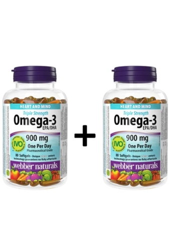 Combo 2 Hộp Webber Naturals Viên Uống Hỗ Trợ Tim Mạch, Não Triple Strength Omega 3 900mg EPA/DHA Hộp 80 Viên