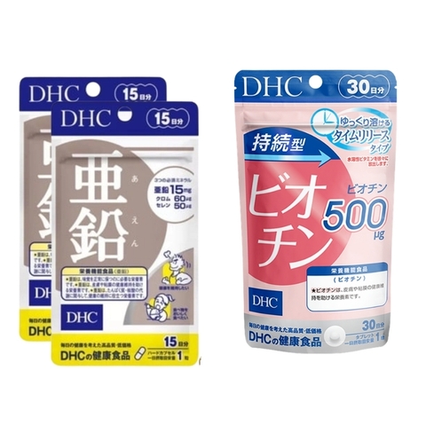 Combo DHC Biotin, 2 DHC Kẽm 15 Ngày