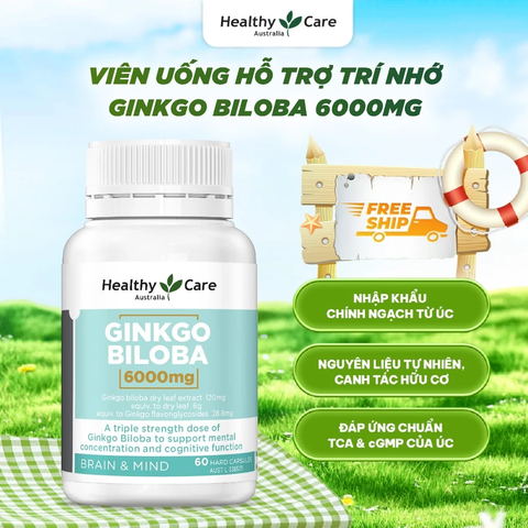 Healthy Care Viên Uống Bổ Não Ginkgo Biloba 6000mg 60 Viên