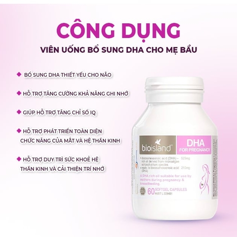Bổ Sung DHA Cho Mẹ Bầu Bio Island - Úc 60 Viên