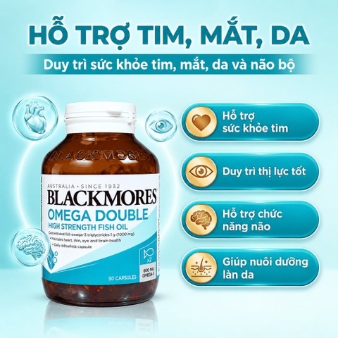 Blackmores Viên Uống Dầu Cá Liều Omega Gấp 2 Lần Double High Strength Fish Oil (90 Viên) - Chính Ngạch Úc
