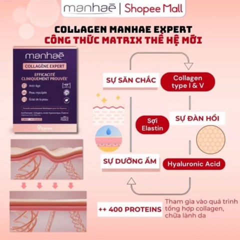 Manhae Viên Uống Collagen Thủy Phân Hỗ Trợ Đẹp Da Từ Bên Trong Cho Làn Da Trắng Sáng Rạng Ngời 30 Viên
