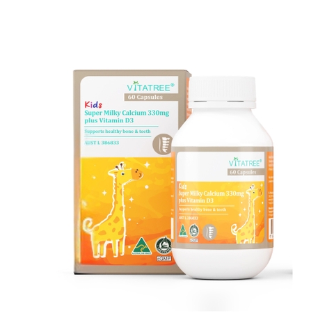 Vitatree Viên Uống Canxi Kids Super Milky Calcium 330mg Plus Vitamin D3 Cho Trẻ Từ 1 Tuổi