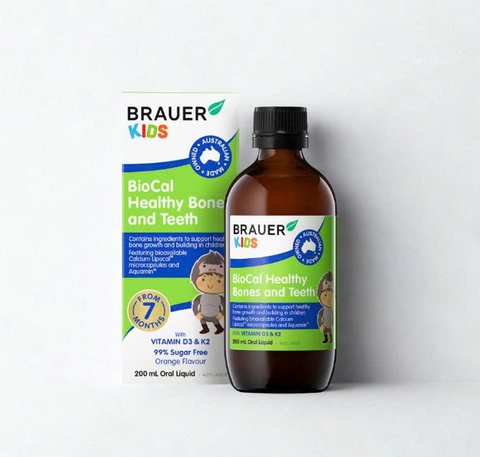 [28/02/2027] Brauer Kids Dung Dịch Uống BioCal Healthy Bones And Teeth Hỗ Trợ Xương Và Răng Khỏe Mạnh Chai 200ml