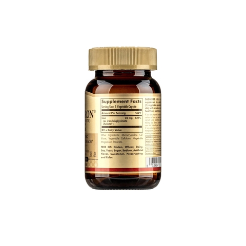 Solgar Viên Uống Iron Bis Glycinate Hỗ Trợ Bổ Sung Sắt 25MG 90 Viên