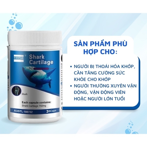 Costar Viên Uống Hỗ Trợ Xương Khớp Sụn Cá Mập Blue Shark Cartilage 750mg 120 Viên
