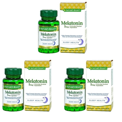Combo 3 Hộp Nature’s Bounty Thuốc Hỗ Trợ Điều Hòa Giấc Ngủ Pharmekal Melatonin 5Mg 60 Viên
