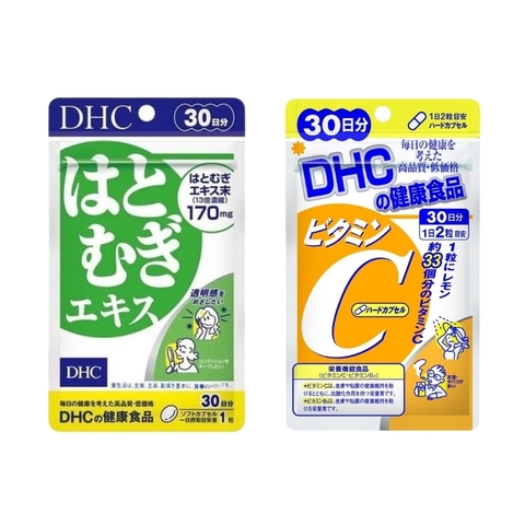 Combo DHC Vitamin C & DHC Trắng Da Adlay Extract 30 Ngày
