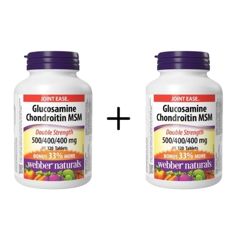Combo 2 Hộp Webber Naturals Viên Uống Giảm Đau Duy Trì Sụn Khớp Glucosamine Chondroitin MSM 500/400/400mg Hộp 120 Viên