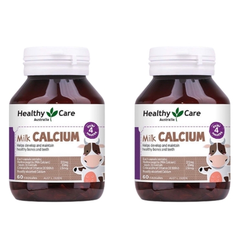 Combo 2 Hộp Healthy Care Bổ Sung Canxi Cho Trẻ Trên 4 Tháng Tuổi Milk Calcium 60 Viên