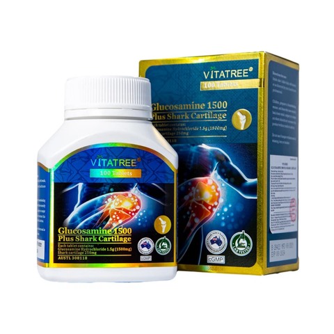 Combo 2 Hộp Vitatree Viên Uống Hỗ Trợ Xương Khớp Glucosamine, Sụn Cá Mập 1500mg 100 Viên