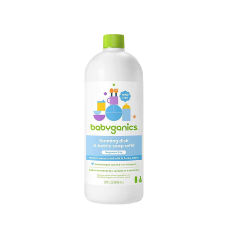 Babyganics Nước Rửa Bình & Đồ dùng An Toàn Cho Bé Organic Foaming Dish & Bottle Soap Refill Fragrance Free 946ml