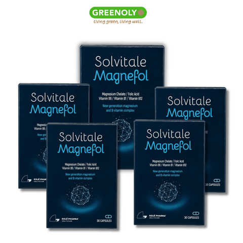 Combo 5 Hộp Solvitale Magnefol Viên Uống Magnesium Bisglycinate + Vitamin nhóm B Hỗ Trợ Thần Kinh Và Giấc Ngủ