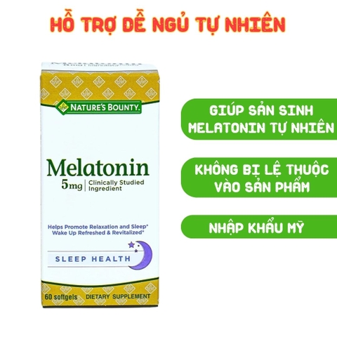Nature’s Bounty Viên Uống Hỗ Trợ Điều Hòa Giấc Ngủ Melatonin 5mg 60 Viên - Nhập Khẩu Chính Ngạch Mỹ