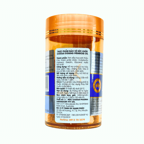Costar Viên Nang Mềm Tinh Dầu Hoa Anh Thảo Evening Primrose Oil 100 Viên